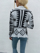 Shiny Geometric Fringe Hem Open Front Cardigan Woman Outerwear