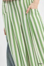 Umgee vertical stripe wide leg pants in green and white with a relaxed flowing fabric and comfortable fit
