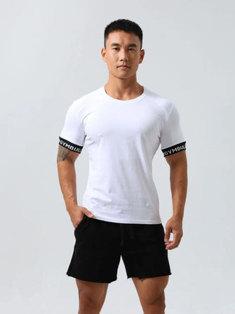 Men's Round Neck Contrast Short Sleeve T-Shirt White