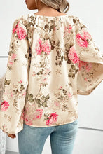 Floral V-Neck Balloon Sleeve Blouse Woman Blouses
