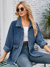 Button Up Long Sleeve Denim Jacket Casual Dresses