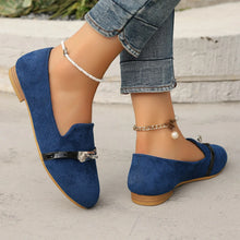 Round Toe Flat Suede Slip-Ons Blue