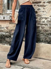 Elastic Waist Pants with Pockets Woman Pants