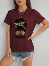 MOMLIFE Round Neck Short Sleeve T-Shirt Burgundy