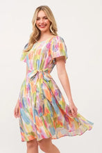 Lime 'N' Chili Watercolor Print Tie Front Midi Dress Casual Dresses