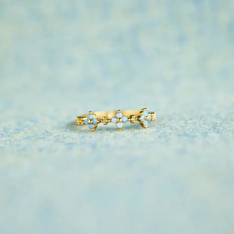 925 Sterling Silver Inlaid Zircon Flower Ring Gold Rings