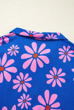 Floral Print Zip Collar Drawstring Summer Mini Dress Woman Dress