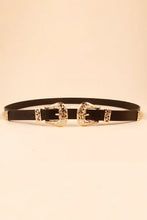 Double Buckle PU Leather Belt Black One Size Belts