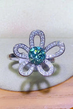 1 Carat Moissanite Flower Shape Open Ring Light Green One Size