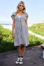 Davi & Dani Jacquard V-Neck Flutter Cap Sleeve Tiered Dress Casual Dresses