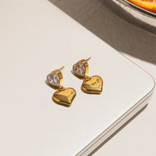 18K Gold-Plated Inlaid Zircon Heart Drop Earrings