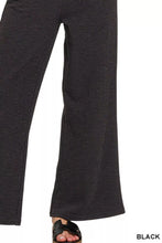 Black zenana cotton slub wide leg pants with soft heathered texture and relaxed fit for comfortable wear