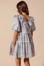 SO ME Cotton Printed Ruffle V Neckline Dress with Side Tie Casual Dresses