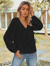 V-Neck Long Sleeve Blouse Woman Blouses