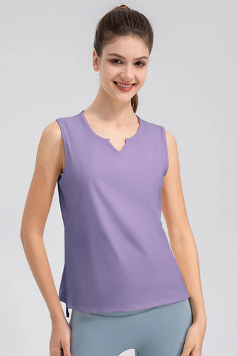 Notched Wide Strap Active Tank Lavender