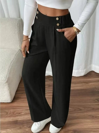 High Waist Wide Leg Pants Black
