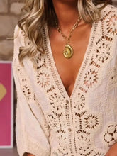 Crochet Lace V-Neck Blouse Woman Shirt