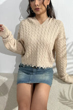 Cable-Knit Dropped Shoulder Hooded Sweater Woman Sweatshirts