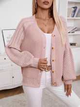 V-Neck Button Up Raglan Sleeve Cardigan Woman Outerwear