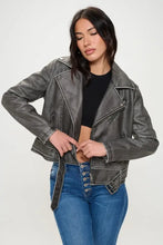 Coalition LA Zip Up Biker Jacket with Belt Woman Outerwear