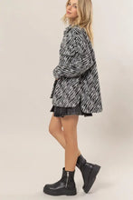HYFVE Zebra Print Snap Down Long Sleeve Shacket Woman Outerwear
