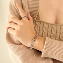Chunky Chain Titanium Steel Bracelet Silver One Size Necklaces