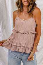 Ruffled Scoop Neck Sleeveless Cami Pale Blush Tanks & Camis