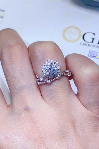 1 Carat Moissanite Platinum-Plated Ring White