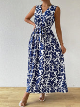 Printed Surplice Sleeveless Maxi Dress