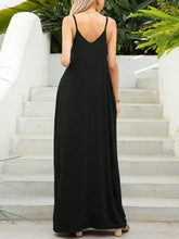 V-Neck Maxi Cami Dress with Pockets Black Woman Maxi Dress