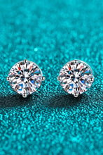 2 Carat Moissanite Rhodium-Plated Stud Earrings Silver One Size Earrings