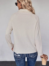 Perfee Collared Neck Buttoned Long Sleeve Top Woman Blouses