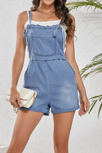 Square Neck Denim Overalls with Pockets Denim Overalls