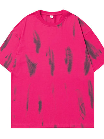 Men's Round Neck Half Sleeve T-Shirt Hot Pink