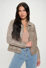 Coalition LA Button Down Cargo Vegan Leather Shacket Khaki Woman Outerwear