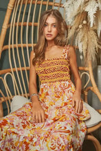 Davi & Dani Multi Smocked Bodice Geo Ruffle Strappy Midi Dress Casual Dresses