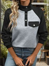 Perfee Contrast Textured Long Sleeve Sweatshirt Woman Sweatshirts