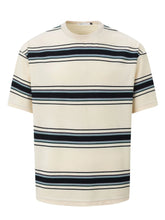 Men's Classic Striped Short Sleeve Crew Neck T-Shirt Apricot