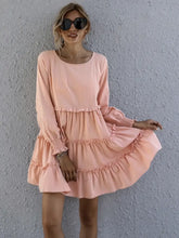 Frill Tiered Long Sleeve Mini Dress Casual Dresses
