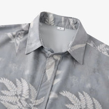 Men's Casual Fern Print Short Sleeve Button-Up Shirt