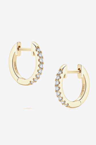 Moissanite 925 Sterling Silver Huggie Earrings Gold One Size