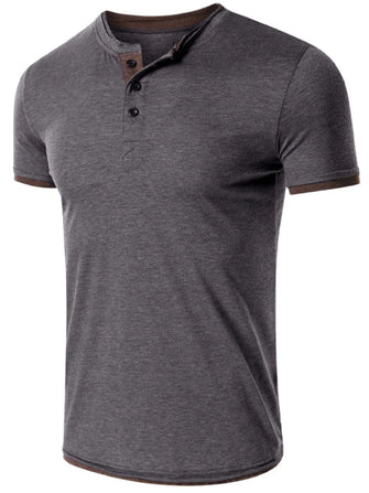 Men's Classic Henley Short Sleeve Top Dark Gray
