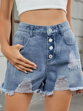 Distressed Raw Hem Denim Shorts Denim Shorts
