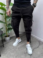 Men's Full Size Drawstring Pants with Pockets Plus Size Black