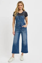 RISEN Full Size Knotted Strap Denim Overalls with Pockets Plus Size Dark Denim Overalls
