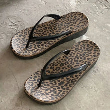 Toe Post Flats Slippers Black Leopard Woman Slippers