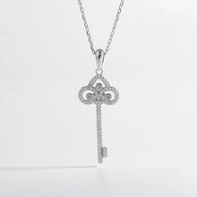 925 Sterling Silver Inlaid Zircon Key Shape Necklace Silver One Size