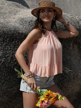 Ruched Peplum Round Neck Tank Tanks & Camis