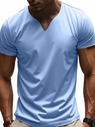 Men's Full Size Short Sleeve T-Shirt Plus Size Light Blue