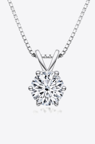 925 Sterling Silver 1 Carat Moissanite Pendant Necklace Silver One Size